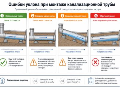 Уклон канализации 110 мм: почему 0,02 подходит не всегда